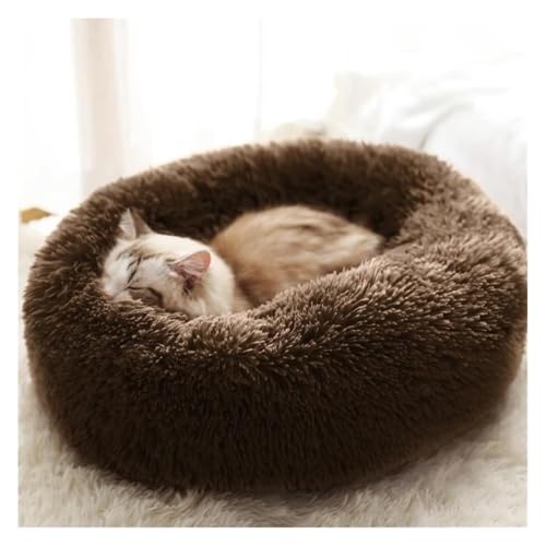 SFQEVHRZ Hundehütte， Hundebett, Zwinger, rund, for den Winter, warm, for Hunde, Schlafsack, lang, Plüsch, superweich, Haustierbett(Coffee,80cm) von SFQEVHRZ