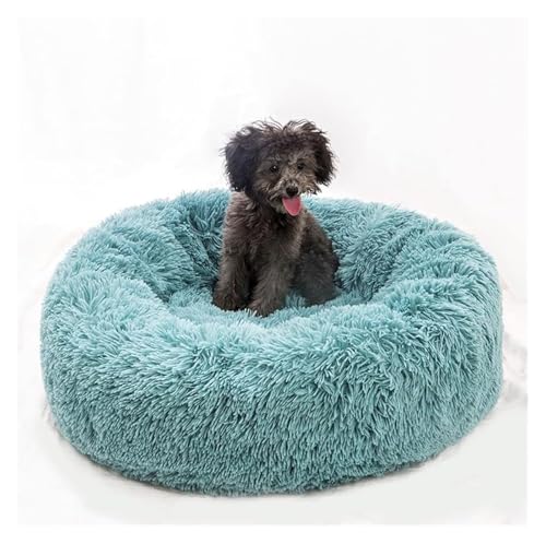 SFQEVHRZ Hundehütte， Hundebett, Zwinger, rund, for den Winter, warm, for Hunde, Schlafsack, lang, Plüsch, superweich, Haustierbett(Dark Green,40cm) von SFQEVHRZ