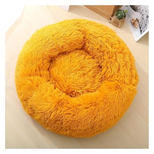 SFQEVHRZ Hundehütte， Hundebett, Zwinger, rund, for den Winter, warm, for Hunde, Schlafsack, lang, Plüsch, superweich, Haustierbett(Giallo,80cm) von SFQEVHRZ