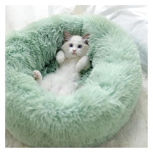 SFQEVHRZ Hundehütte， Hundebett, Zwinger, rund, for den Winter, warm, for Hunde, Schlafsack, lang, Plüsch, superweich, Haustierbett(Light Green,70cm) von SFQEVHRZ