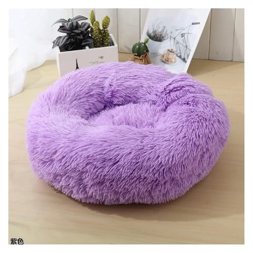 SFQEVHRZ Hundehütte， Hundebett, Zwinger, rund, for den Winter, warm, for Hunde, Schlafsack, lang, Plüsch, superweich, Haustierbett(Purple,40cm) von SFQEVHRZ