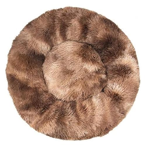 SFQEVHRZ Hundehütte， Hundebett, Zwinger, rund, for den Winter, warm, for Hunde, Schlafsack, lang, Plüsch, superweich, Haustierbett(Tie Dye Coffee,40cm) von SFQEVHRZ