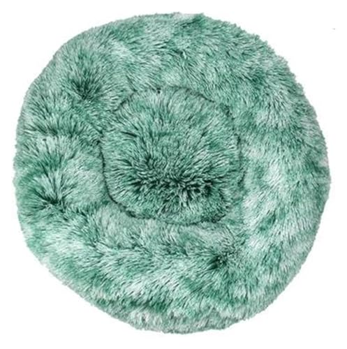SFQEVHRZ Hundehütte， Hundebett, Zwinger, rund, for den Winter, warm, for Hunde, Schlafsack, lang, Plüsch, superweich, Haustierbett(Tie Dye Green,60cm) von SFQEVHRZ