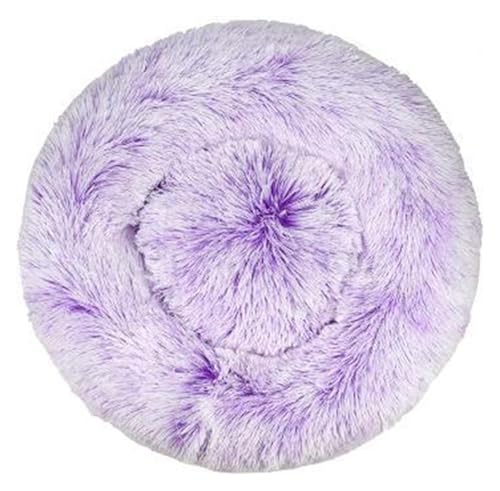 SFQEVHRZ Hundehütte， Hundebett, Zwinger, rund, for den Winter, warm, for Hunde, Schlafsack, lang, Plüsch, superweich, Haustierbett(Tie Dye Purple,40cm) von SFQEVHRZ