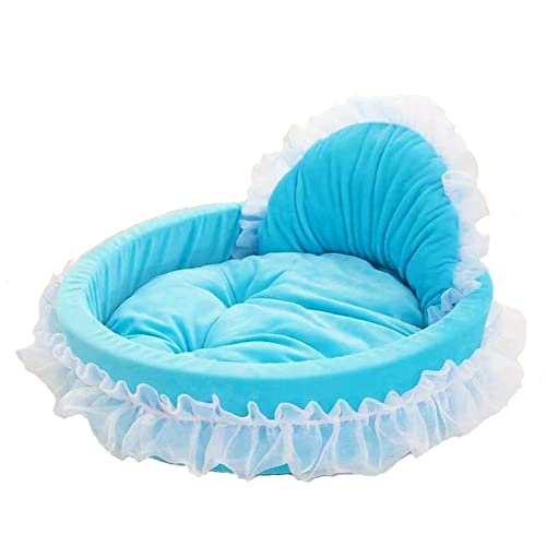 SFQEVHRZ Hundehütte， Katze Hundehütte Teddy Bichon Spitze Prinzessin Haus Vier Jahreszeiten Allgemeine Haustier Produkte Hund Bett Sofa(Blu,Large 53 48CM) von SFQEVHRZ