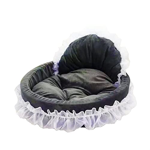 SFQEVHRZ Hundehütte， Katze Hundehütte Teddy Bichon Spitze Prinzessin Haus Vier Jahreszeiten Allgemeine Haustier Produkte Hund Bett Sofa(Grijs,Small 48 42CM) von SFQEVHRZ
