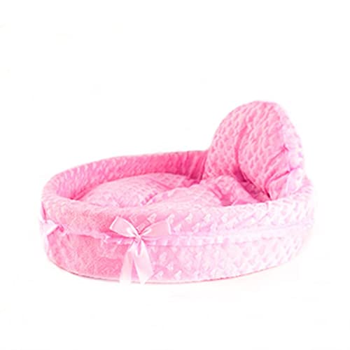 SFQEVHRZ Hundehütte， Katze Hundehütte Teddy Bichon Spitze Prinzessin Haus Vier Jahreszeiten Allgemeine Haustier Produkte Hund Bett Sofa(Roze,Large 53 48CM) von SFQEVHRZ
