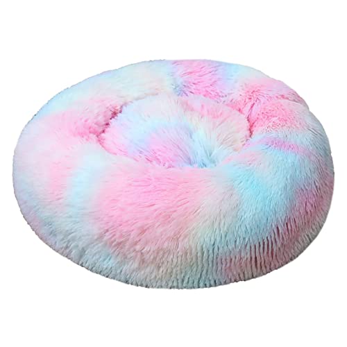 SFQEVHRZ Hundehütte， Rundes Katzenbett, Langer Plüschbettkorb, weich, flauschig, warm, schlafendes Katzenhaus, Haustierkissen(13,50cm) von SFQEVHRZ