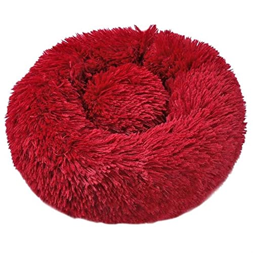 SFQEVHRZ Hundehütte， Weiches Hundebett, waschbar, langes Plüsch, Hundehütte, Katzenhaus, Matten, Sofa for Hundekorb, warmes Haustierbett(I Wine Red,XL 80CM) von SFQEVHRZ