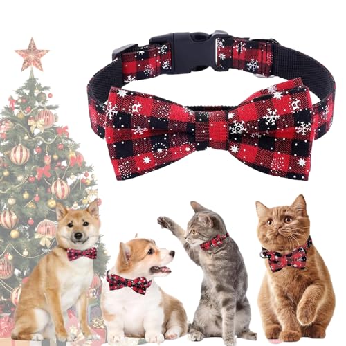 Weihnachtshalsband,Katzenhalsband mit Schleife,Verstellbar Hundehalsband,Hundehalsband Weihnachten,Hundehalsband Fliege,für Klein Mittlere Groß Hunde Katzen Welpen. von SFSSHUI