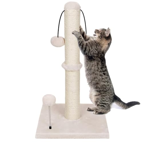 SGAVAHSG 52 cm beige Katzenkratzbaum für Indoor-Katzen, 52,1 cm Kitty Kratzbaum Turm mit hängendem Ball Spielzeug, langlebige Katzenkratzstange mit natürlichem Sisalseil und schwerem Teppichboden SGAVAHSG 52 cm beige Katzenkratzbaum für Indoor-Katzen, 52,1 cm Kitty Kratzbaum Turm mit hängendem Ball Spielzeug, langlebige Katzenkratzstange mit natürlichem Sisalseil und schwerem Teppichboden von SGAVAHSG