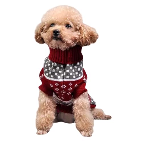 Hunde- und Katzenpullover für Frühling, Herbst und Winter, klassische Strickwaren, Pullover-Designs mit Rentier und Schneeflocken, weicher Rollkragenpullover für Katzen, Chihuahuas, Größe M von SGAVAHSG