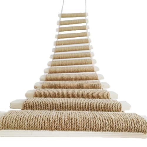 Katzenkletterleiter zur Wandmontage, Katzenbrücke, Massivholz, Haustiermöbel, Katzen-Hanfkäfig, Sisalseil, Regale, Kätzchen, Spielzeug, Baum, Turm (Sisalleiter, 100 cm) von SGLTY