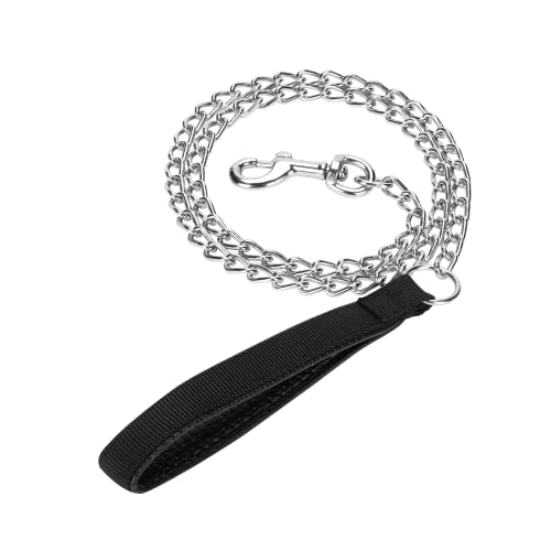 SGODA Robuste Hundeleine Hund Leine mit Metallkette, Hundetraining Zubehör, kaufest, mit weichem Griff, für große Haustiere, 1,2 m x 3,5 mm, Schwarz SGODA Robuste Hundeleine Hund Leine mit Metallkette, Hundetraining Zubehör, kaufest, mit weichem Griff, für große Haustiere, 1,2 m x 3,5 mm, Schwarz von SGODA