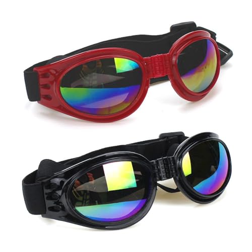 2 Stücke Haustierbrillen, Hundebrille, Hunde Sonnenbrille, Haustier -Sonnenschutzbrillen, Ultraviolettes Schutz (Schwarz, Rot). von SGSCFG