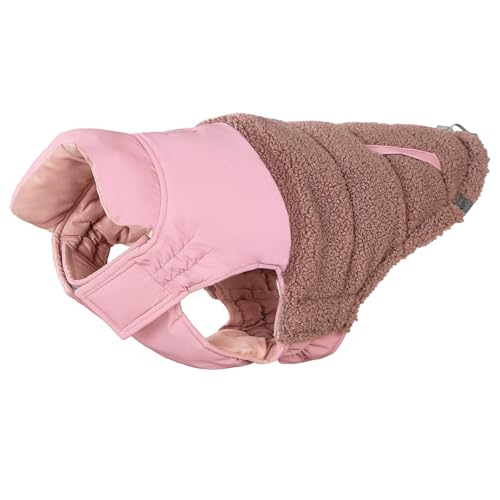SGSPET Hunde-Wintermantel, Warmes Polsterfleece, Weste mit Geschirr, Wasser-Winddicht, reflektierend, bequem, verstellbar, für kleine/mittel Hunde (Pink, 3XLP(Chest 55cm)) von SGSPET