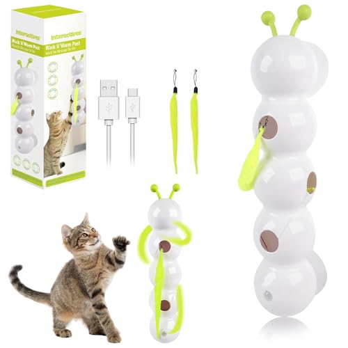 SGZIOO Happy Cat Toy, Smart Whirlie Katzenspielzeug mit Wurm-Design, interaktives Raupen-Katzenspielzeug für Indoor-Katzen, realistische Wackelbewegung, lustiges und ansprechendes Katzenspielzeug für von SGZIOO