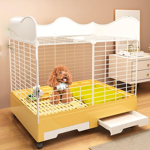 SGeneE Halbgeschlossenes Katzengehege, 360°-Universalrad und Doppeltür-Design, Katzenlaufstall mit 2 Schubladen, Übungsplatz, ideal für 1–3 Katzen von SGeneE