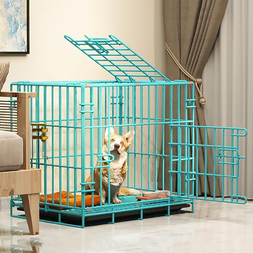 SGeneE Hundekäfig,Tragbare Hundehütte,Faltkäfig Hund Reisekiste,mit Abnehmbarer Kunststoffablage,Hundekäfig Möbel für Zuhause Reisen,Blau von SGeneE