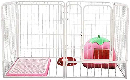 SGeneE Hundekäfig aus Metall, robust, für kleine und mittelgroße Hunde, Metallbarriere, nicht links, für den Innenbereich, Pilzkäfig, Schwarz und Hunde-Baby-Kreis, Weiß von SGeneE