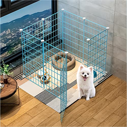 SGeneE Indoor Hundezaun mit Tür, DIY Großer Katzenkäfig, Indoor Hundezaun, Abnehmbarer Draht, Hundekäfig Kiste für alle Arten von Kleintieren, Blau 75x75x47cm von SGeneE