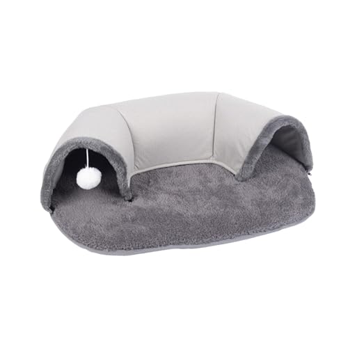 2 in 1 Katzentunnelbett mit Kissenmatte Flauschiges Katzenbett mit Hängespielzeug Interaktives Katzenbett Katzenaktivität Spielmatte Übung Versteck Bett für Indoor Katzen Bunny Hamster Kaninchen von SGerste