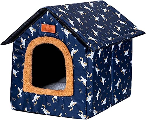 Katzenhaus Hundehöhle – Hundehaus Katzenhöhle für den Außenbereich, winterfest, wasserdicht, wetterfest, für den Außenbereich, Kleintierhaus, faltbar, für kleine Katzen (L, dunkelblau) von SGerste