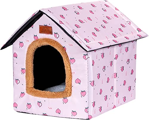Katzenhaus Hundehöhle – Hundehaus Katzenhöhle für den Außenbereich, winterfest, wasserdicht, wetterfest, für den Außenbereich, Kleintierhaus, faltbar, für kleine Katzen (L, rosa) von SGerste