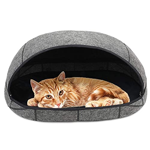 SGerste Premium Katzenbett Höhle Umweltfreundliche Betten 100% Merinowolle für Katzen Handgemachtes Katzenbett Faltbare Höhle für Katzen und Kätzchen von SGerste