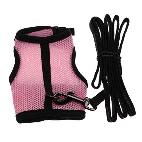 Verstellbares und Haustier-Frettchen-Hasen-Geschirr-Set, Schwarz, Größe S (M, Pink) von SGerste