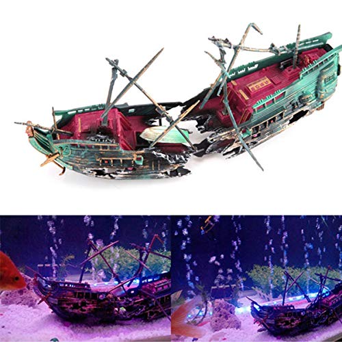 SH-RuiDu Aquarium-Schiffswrack-Ornament, Luftpumpe, angetriebenes Schiffswrack, Aquarium-Dekoration von SH-RuiDu