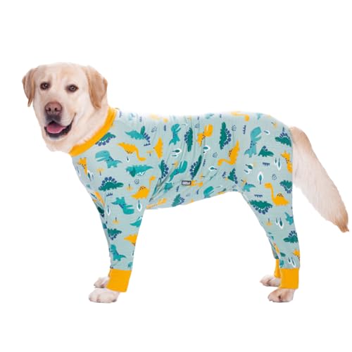 SH-RuiDu Chirurgischer Genesungsanzug für Hunde, Dinosaurier-Druck, Erholungsshirt für Hunde nach Operationen, langärmelig, Anti-Leck-Pyjama für mittelgroße und große Hunde von SH-RuiDu