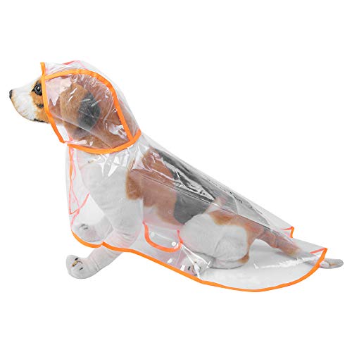 SH-RuiDu Haustier-Regenmantel mit Kapuze, aus Polyurethan, transparent, orangefarbener Rand, wasserdicht, Regenschutz, Jacke für Hunde und Katzen von SH-RuiDu