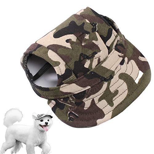 SH-RuiDu Hunde-Hut für den Sommer, Outdoor, verstellbarer Baseball-Hut mit Ohrlöchern, Kinnriemen für kleine, mittelgroße und große Hunde von SH-RuiDu