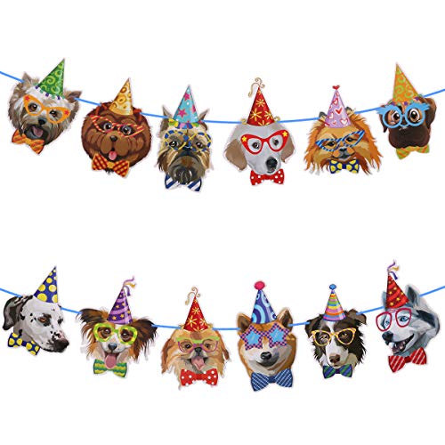 SH-RuiDu Hunde-Party-Banner, Welpe Happy Birthday Banner Hund Geburtstag Banner Pet Party Supplies von SH-RuiDu