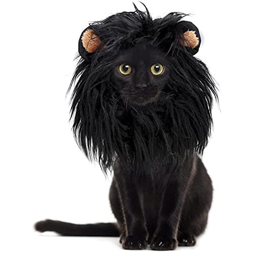SH-RuiDu Katzen-Kopfbedeckung, Löwenmähne für Haustiere, verwandelt sich mit Ohren, für Halloween, Weihnachten, Fotografie von SH-RuiDu
