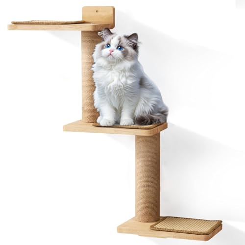 SH-RuiDu Katzen Kratzbaum, Stabiler Katzenbaum 71cm Katzenkratzbaum, 3-Stufen Holz Katze Kletterbaum Wand montiert mit 3 Sisal Matte für Katzen zum Klettern, Kratzen, Ausschau halten und Spielen SH-RuiDu Katzen Kratzbaum, Stabiler Katzenbaum 71cm Katzenkratzbaum, 3-Stufen Holz Katze Kletterbaum Wand montiert mit 3 Sisal Matte für Katzen zum Klettern, Kratzen, Ausschau halten und Spielen von SH-RuiDu