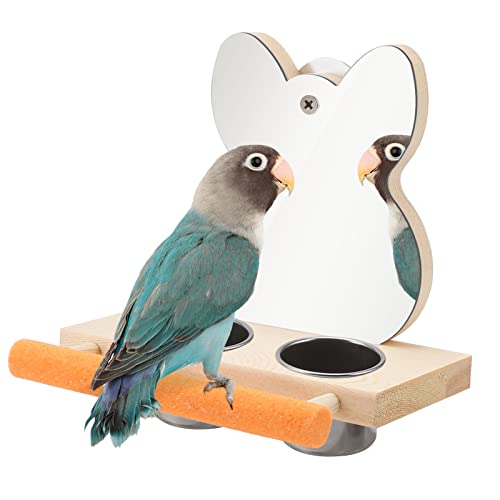 SH-RuiDu Vogel-Spiegelspielzeug, Vogelfutterstation mit Sitzstange für Sittiche, Nymphensittiche, Finken, Aras von SH-RuiDu