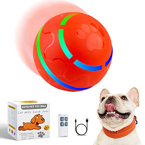 SHAIINKOOW Smart Hundespielzeug Bälle mit LED Blitzlicht, Automatische Hundebälle, Fernbedienung Hundebälle, Hundebälle für große/mittelgroße/kleine Haustiere, Geschenke für Hunde (Orange) von SHAIINKOOW