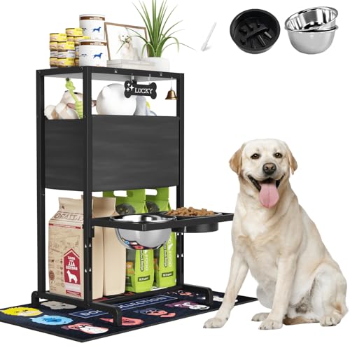 Erhöhte Hundenäpfe, höhenverstellbar, erhöhter Futternapfständer (11,4 cm bis 30,5 cm), Organizer für große und mittelgroße Hunde von SHAINFUN
