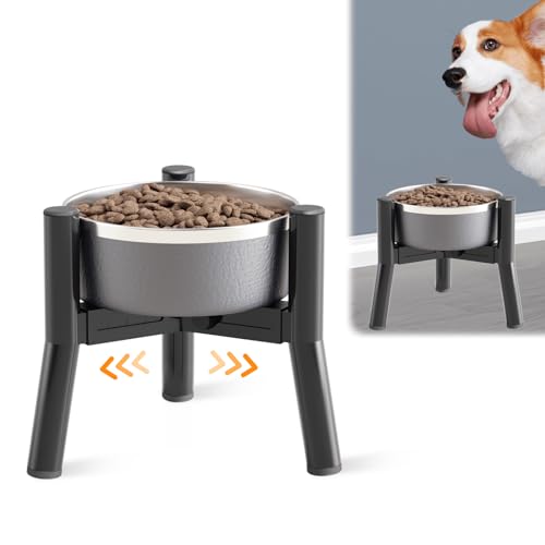 SHAINFUN Dreieckiger Hundenapfständer aus Metall, passend für 20,3–27,9 cm große Näpfe, verstellbarer Futter- und Wasser-Futterspender, zusammenklappbar und tragbar (klein) von SHAINFUN