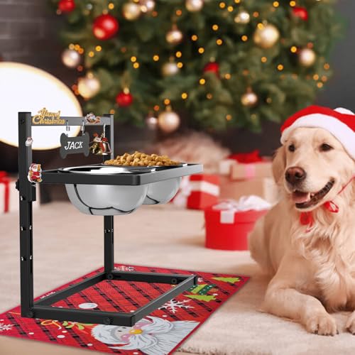 SHAINFUN Erhöhter Futternapf für langsame Fressnäpfe mit Matte für große Hunde, verstellbare Höhe, hoher Raside-Hundenapf, Wassernapf, Ständer von SHAINFUN