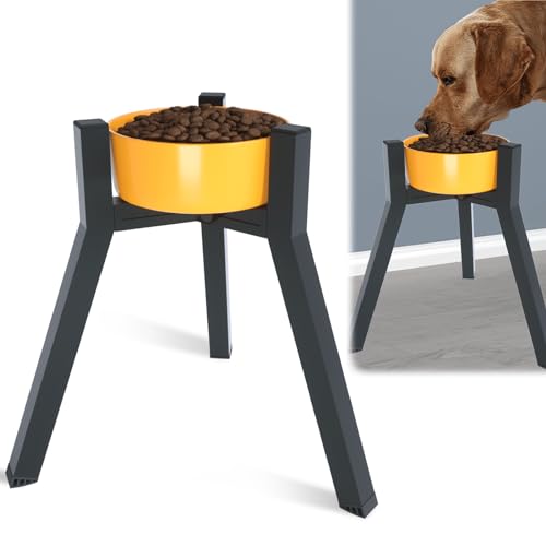 SHAINFUN Erhöhter Futternapfständer aus Metall für extra große und große Hunde, verstellbare Breite für 17,8–26,9 cm große Näpfe, einzelner hoher erhöhter Halter, 34,8 cm hoch von SHAINFUN
