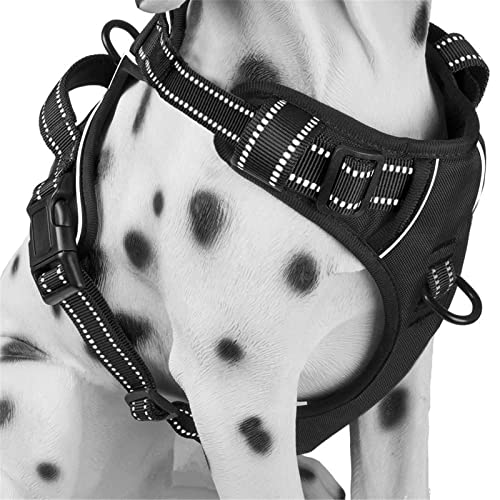 SHAIYOU Hundegeschirr Ohne Zug, Reflektierendes Westengeschirr Mit 2 Leinenbefestigungen Und Einfachem Steuergriff Für Kleine Mittelgroße Hunde (XL,Schwarz) von SHAIYOU