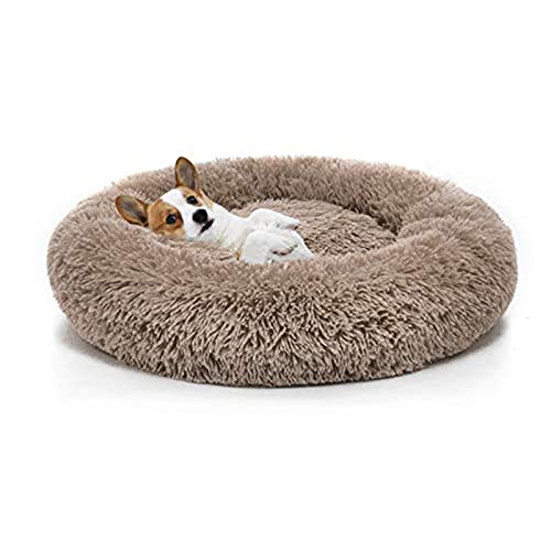 SHAIYOU Orthopädisches Hundebett Komfortables Donut Cuddler Rundes Hundebett Ultra Weiches Waschbares Hunde- Und Katzenkissenbett (60 * 60 * 15cm,Braun) von SHAIYOU