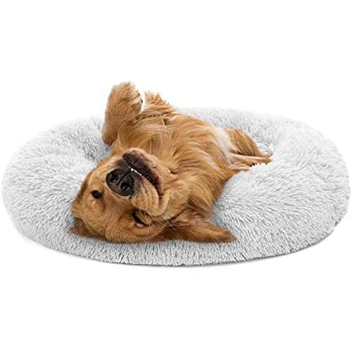 SHAIYOU Orthopädisches Hundebett Komfortables Donut Cuddler Rundes Hundebett Ultra Weiches Waschbares Hunde- Und Katzenkissenbett (60 * 60 * 15cm,Hellgrau) von SHAIYOU