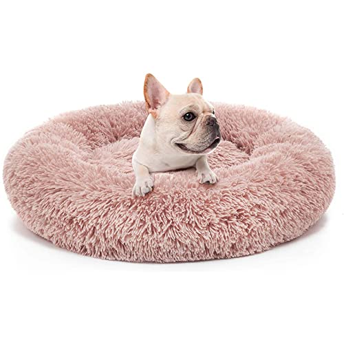 SHAIYOU Orthopädisches Hundebett Komfortables Donut Cuddler Rundes Hundebett Ultra Weiches Waschbares Hunde- Und Katzenkissenbett (60 * 60 * 15cm,Rosa) von SHAIYOU
