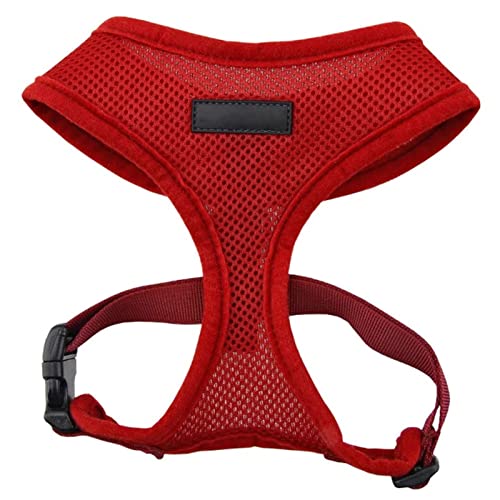 SHAIYOU Weiches Hundegeschirr No Choke über Dem Kopf Dreilagiges Atmungsaktives Mesh Verstellbarer Brustgurt Und Schnellverschluss-Schnalle (L,Rot) von SHAIYOU