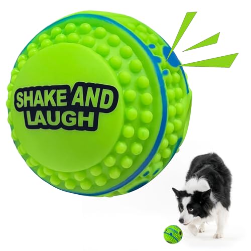 SHAKE AND LAUGH Spiky Interaktives Hundespielzeug Ball Shaking mit Gibbering Sound für Training, Zahnreinigung & Herding Gerade L 3.94in (10cm) von SHAKE AND LAUGH