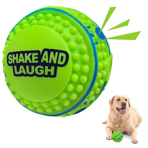 SHAKE AND LAUGH Spiky Interaktives Hundespielzeug Ball Shaking mit Gibbering Sound für Training, Zahnreinigung & Herding Gerade XL 5.51 in (14cm) von SHAKE AND LAUGH